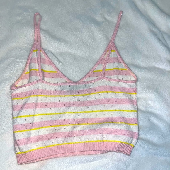 Pink And Yellow Stripe Crop Top - Picture 2 of 2